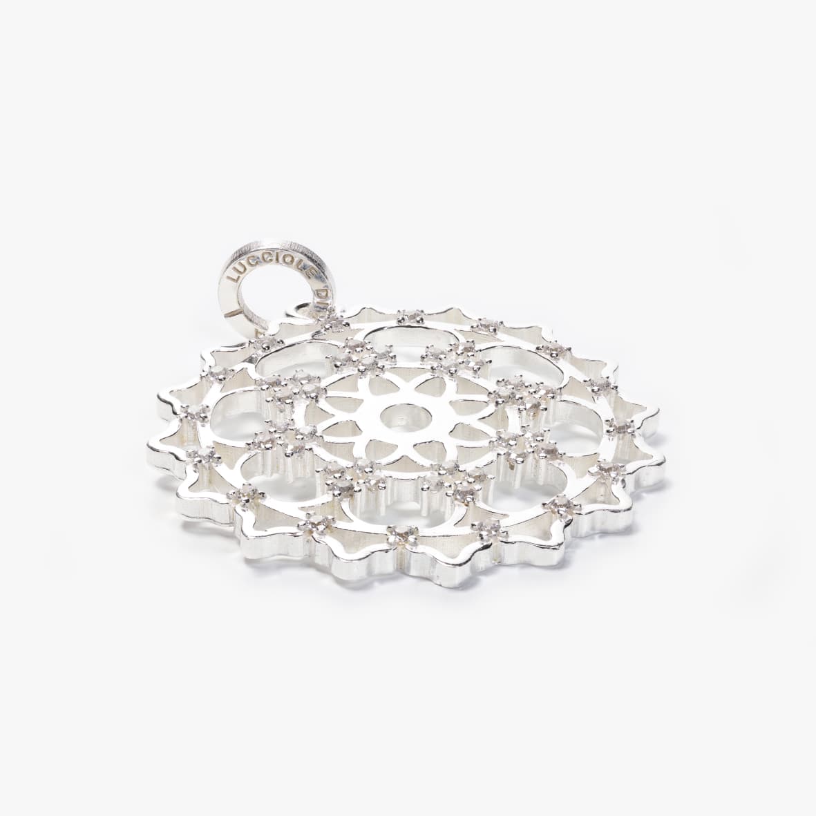 Collana Con Ciondolo A Cuore In Argento 925 Rodiato E Zirconi Bianchi - NKlaus, 12x12mm